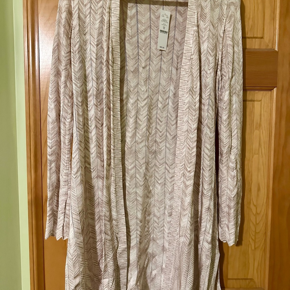White House Black Market Beige Patterned Cardigan